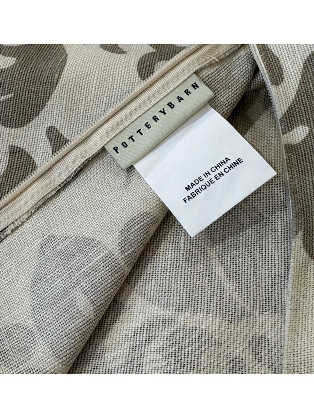 Pottery Barn Pillow Cover 20x20 Damask Scroll Brown Cream Linen Cotton NWT